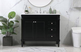 42 inch Single bathroom vanity in black with backsplash