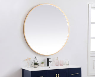 Pier 45 inch LED mirror with adjustable color temperature 3000K/4200K/6400K in brass