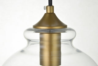 Destry 1 Light brass plug-in Pendant With Clear Glass