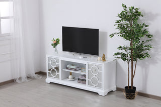 60 in. mirrored TV stand in white