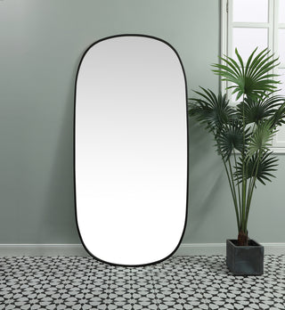 Metal Frame Oval Mirror 30x60 Inch in Black