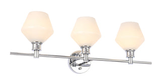 Gene 3 light Chrome and Frosted white glass Wall sconce