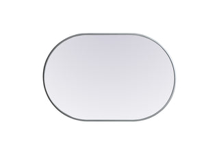 Metal Frame Oval Mirror 24x36 Inch in Silver