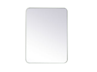 Soft corner metal rectangular mirror 24x32 inch in White