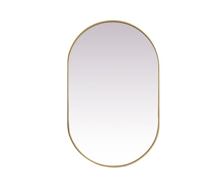 Metal Frame Oval Mirror 30x48 Inch in Brass