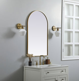 Metal Frame Arch Mirror 24x40 Inch in Brass