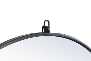 Metal frame Round Mirror with decorative hook 32 inch Black finish