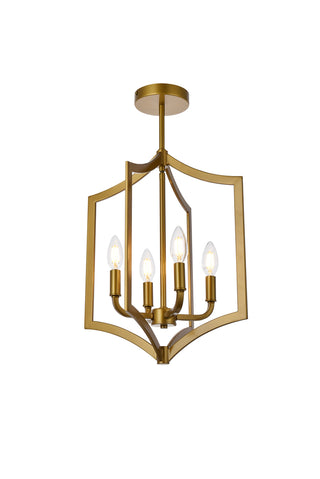 Kiera 4 lights pendant in brass