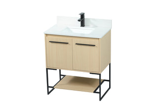 30 inch Single bathroom vanity in maple with backsplash