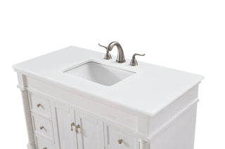 42 inch Single Bathroom vanity in Antique White with ivory white engineered marble