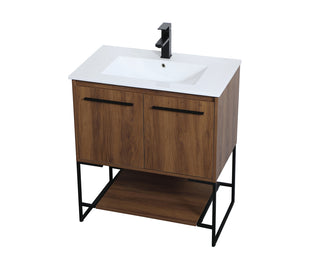 30 inch  Single Bathroom Vanity in Walnut Brown