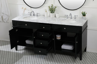 72 inch double bathroom vanity in black