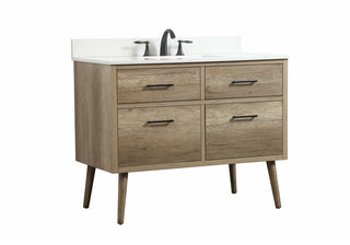 42 inch Single bathroom vanity in natural oak with backsplash