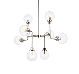 Hanson 8 lights pendant in polished nickel with clear shade