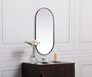 Metal Frame Oval Mirror 24x48 Inch in Black