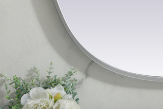 Metal Frame Oval Mirror 24x30 Inch in Silver