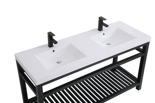 60 inch Double Bathroom Metal Vanity in Black