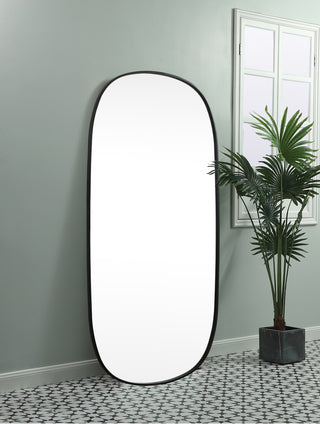 Metal Frame Oval Mirror 30x60 Inch in Black