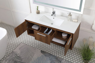 48 inch  Single Bathroom Floating Vanity in Walnut Brown