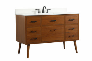 48 inch Single bathroom vanity in teak with backsplash