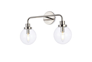 Hanson 2 lights bath sconce in polished nickel with clear shade