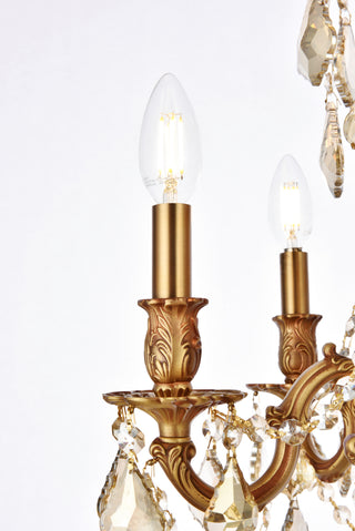 Rosalia 5 light French Gold Pendant Golden Teak (Smoky) Royal Cut Crystal