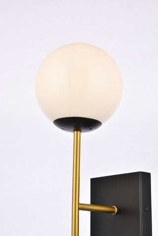 Neri 1 light black and brass and white glass wall sconce