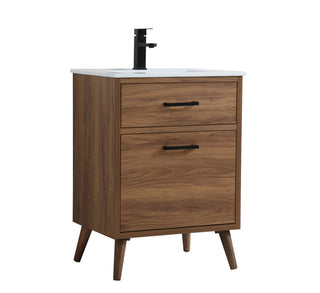 24 inch bathroom vanity in walnut brown