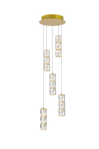 Polaris LED light Gold Pendant Clear Crystal