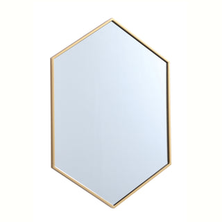 Metal frame hexagon mirror 24 inch in Brass