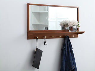 Entryway mirror with shelf  42 inch x 21 inch in pecan