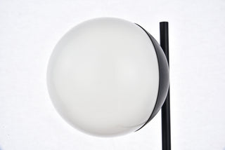 Eclipse 1 Light Black Table Lamp With Frosted White Glass