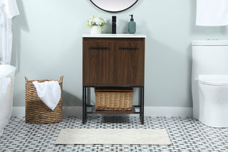 24 inch Single bathroom vanity in walnut