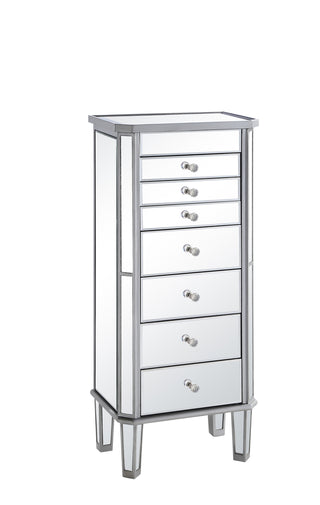 7 Drawer Jewelry Armoire 18 in. x 12 in. x 41 in. in silver Clear