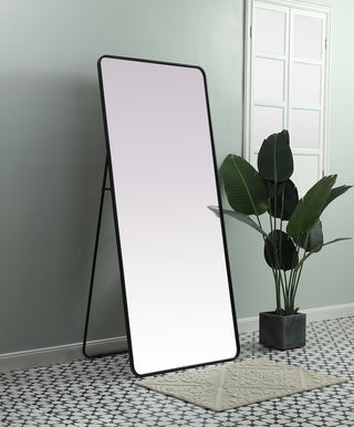 Soft Corner Metal Rectangle Full Length Mirror 32x72 Inch in Black