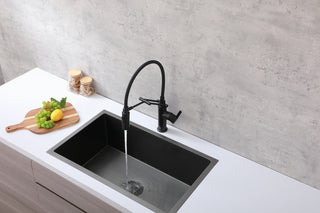 Leonardo Single Handle Pull Down Sprayer Kitchen Faucet in Matte Black