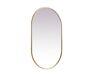 Metal Frame Oval Mirror 30x48 Inch in Brass