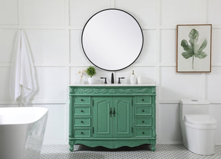 48 inch Single Bathroom vanity in vintage mint with ivory white engineered marble