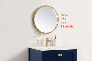 Pier 18 inch LED mirror with adjustable color temperature 3000K/4200K/6400K in brass