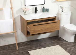 36 inch Single bathroom vanity in walnut brown