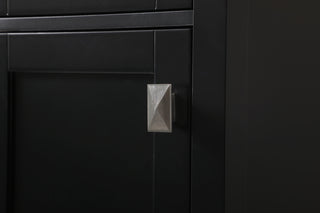 16 Inch Wide Bathroom Linen Storage Freestanding Cabinet In Black