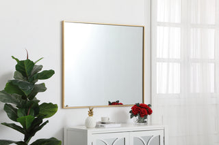 Metal frame rectangle mirror 30 inch in Brass