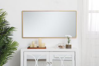 Metal frame rectangle mirror 18 inch in Brass