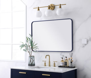 Soft corner metal rectangular mirror 24x36 inch in Blue