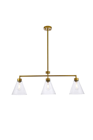 Mera 3 lights brass pendant