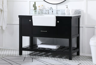 48 inch Single bathroom vanity in black with backsplash