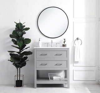 30 inch Single Bathroom Vanity in Grey with Backsplash