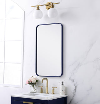 Soft corner metal rectangular mirror 18x30 inch in Blue