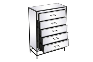 34 inch mirrored 5 drawers chest in black