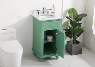 19 inch Single Bathroom vanity in vintage mint with ivory white engineered marble